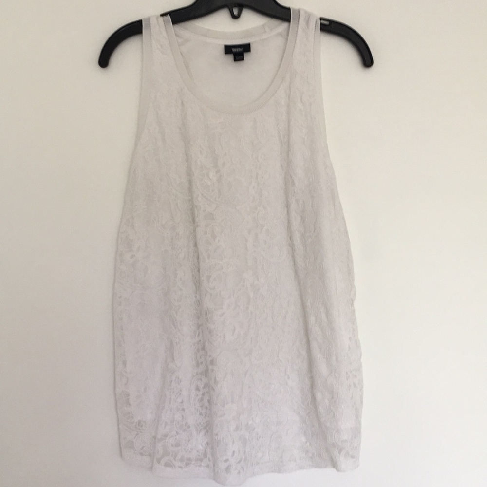 Mossimo Women’s White Tank Top with Lace Front